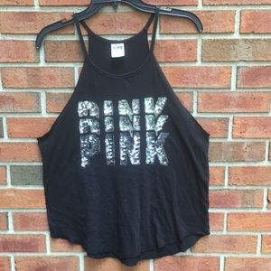 VS PINK Black Ombre Sequin Swing Tank Top size Medium